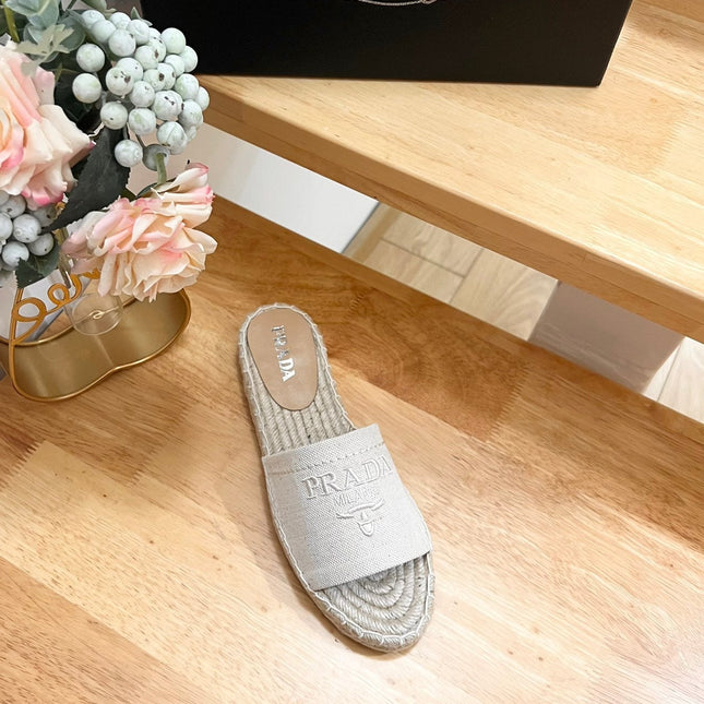 Pra Slide 20 Beige Velvet Sole Raffia