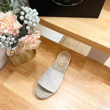 Pra Slide 20 Beige Velvet Sole Raffia