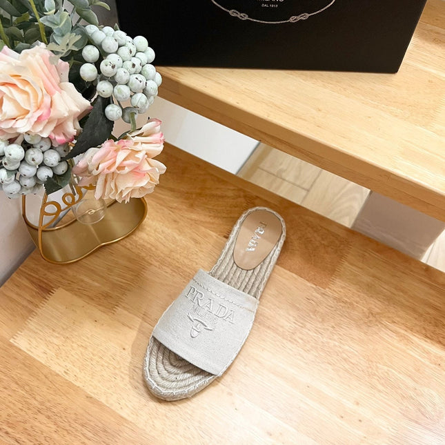 Pra Slide 20 Beige Velvet Sole Raffia