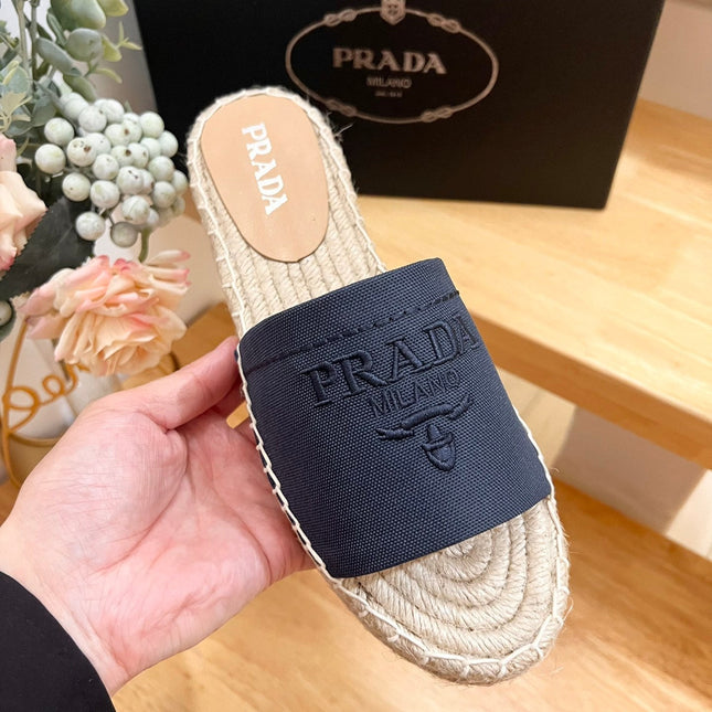 Pra Slide 20 Denim Velvet Beige Sole Raffia