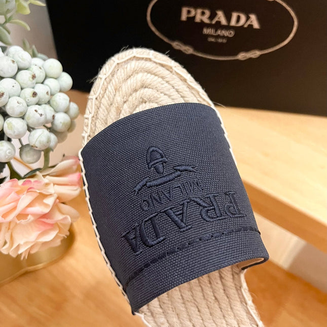 Pra Slide 20 Denim Velvet Beige Sole Raffia