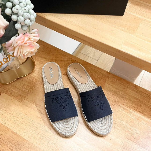 Pra Slide 20 Denim Velvet Beige Sole Raffia