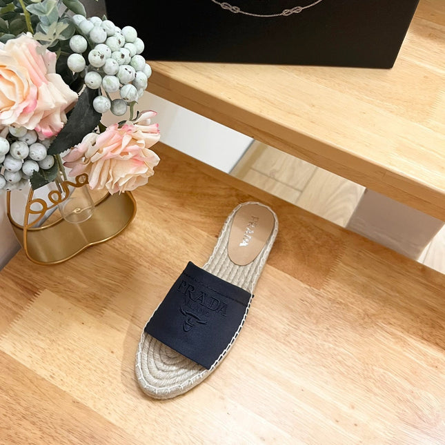 Pra Slide 20 Denim Velvet Beige Sole Raffia