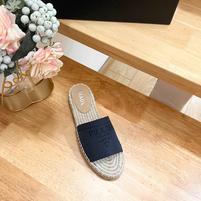 Pra Slide 20 Denim Velvet Beige Sole Raffia