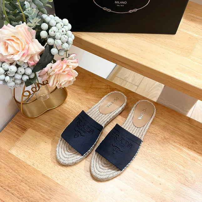 Pra Slide 20 Denim Velvet Beige Sole Raffia