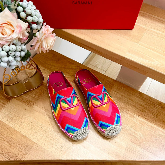 GARAVANI PRINTED COLORFUL CANVAS MULE WITH EMBROIDERED LOGO