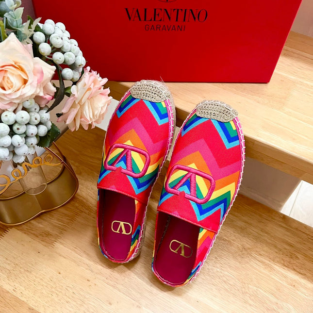 GARAVANI PRINTED COLORFUL CANVAS MULE WITH EMBROIDERED LOGO