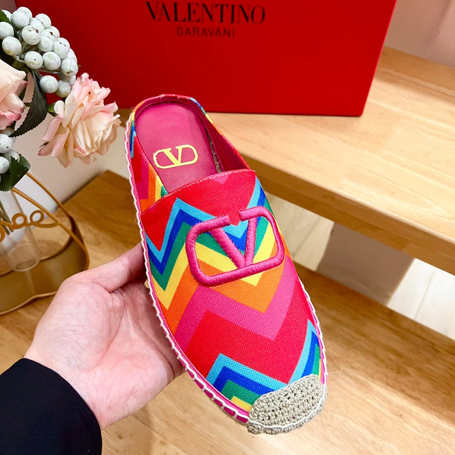 GARAVANI PRINTED COLORFUL CANVAS MULE WITH EMBROIDERED LOGO