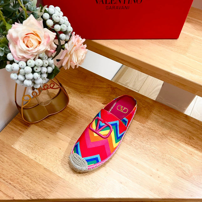 GARAVANI PRINTED COLORFUL CANVAS MULE WITH EMBROIDERED LOGO