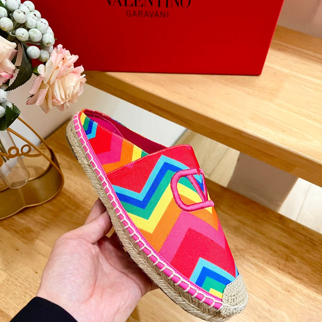 GARAVANI PRINTED COLORFUL CANVAS MULE WITH EMBROIDERED LOGO