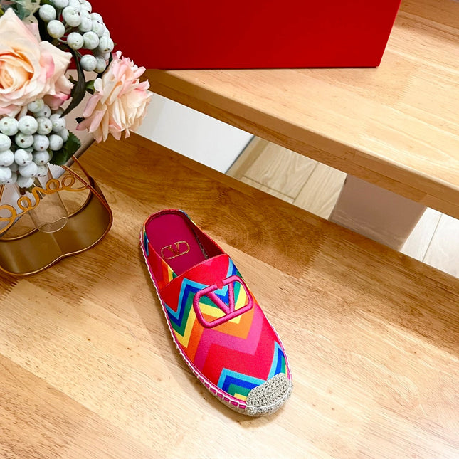 GARAVANI PRINTED COLORFUL CANVAS MULE WITH EMBROIDERED LOGO
