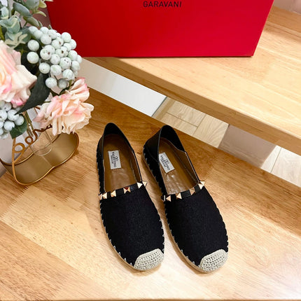 ROCKSTUD BLACK CANVAS ESPADRILLES