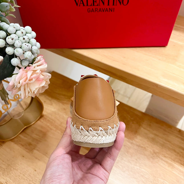 ROCKSTUD CIDER BROWN CANVAS ESPADRILLES