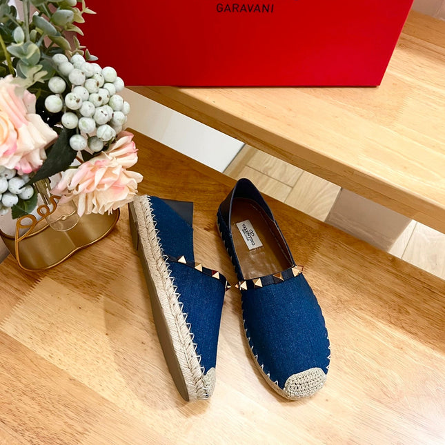 ROCKSTUD NAVY BLUE CANVAS ESPADRILLES