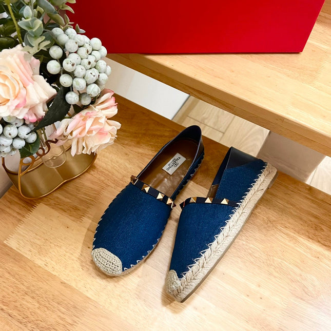 ROCKSTUD NAVY BLUE CANVAS ESPADRILLES
