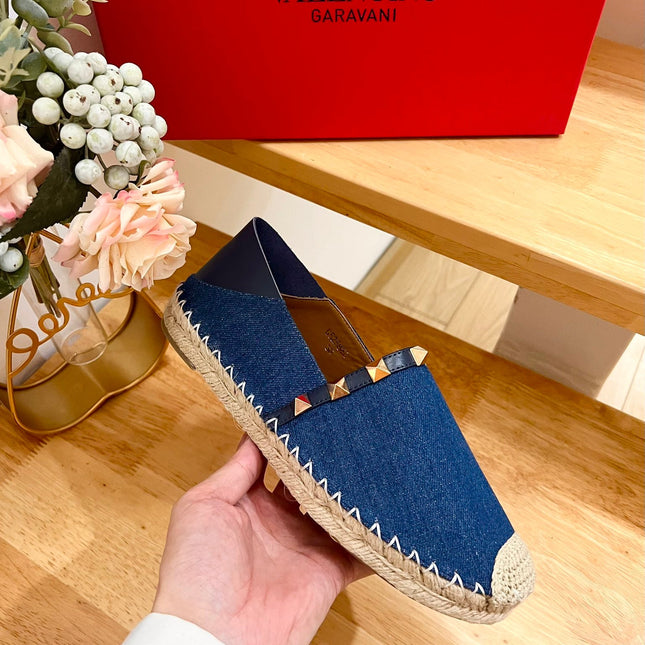 ROCKSTUD NAVY BLUE CANVAS ESPADRILLES