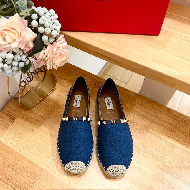 ROCKSTUD NAVY BLUE CANVAS ESPADRILLES