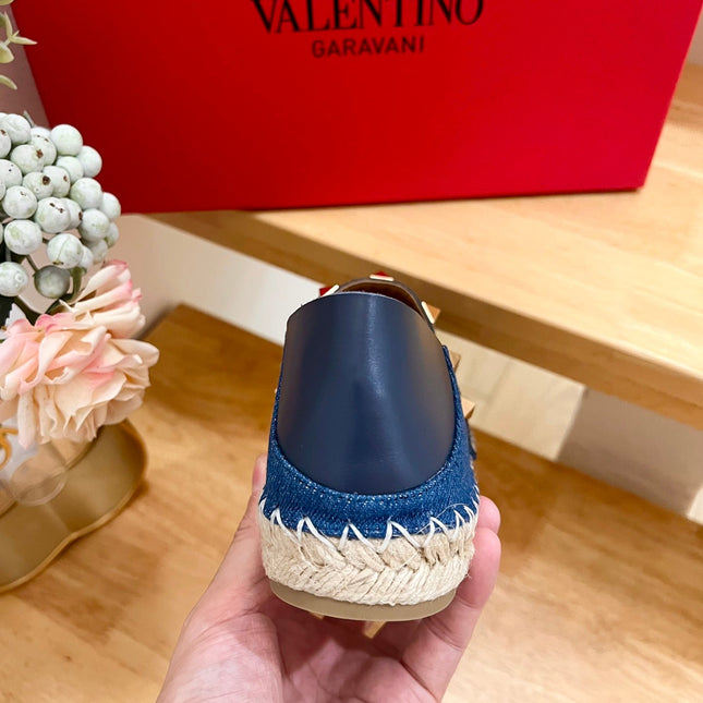 ROCKSTUD NAVY BLUE CANVAS ESPADRILLES