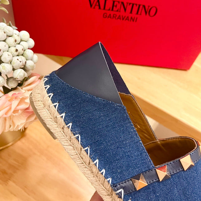 ROCKSTUD NAVY BLUE CANVAS ESPADRILLES