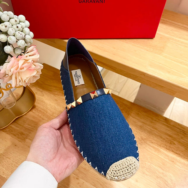ROCKSTUD NAVY BLUE CANVAS ESPADRILLES
