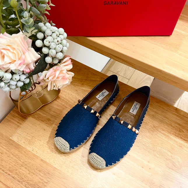 ROCKSTUD NAVY BLUE CANVAS ESPADRILLES