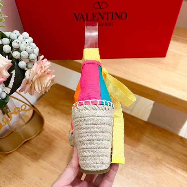 GARAVANI PRINTED COLORFUL CANVAS HIGH SANDAL 95 MM WITH EMBROIDERED LOGO