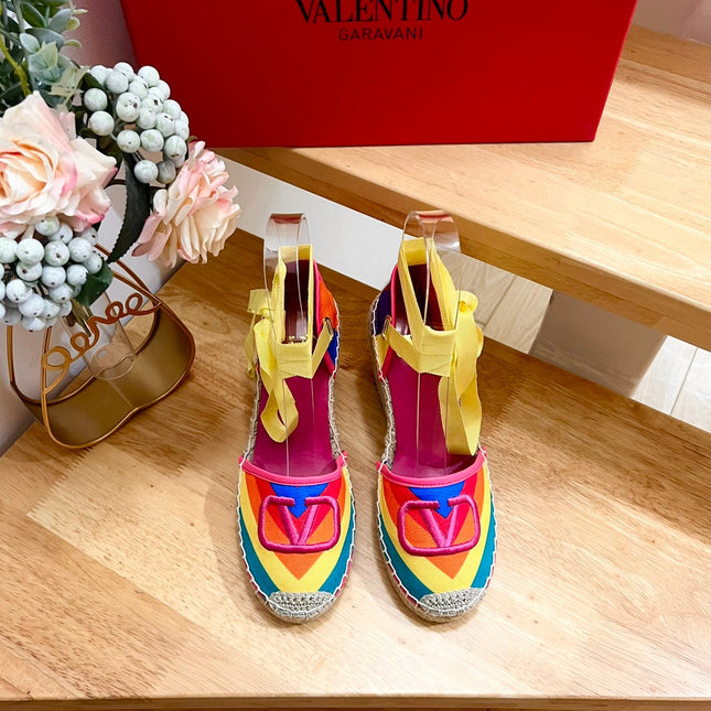 GARAVANI PRINTED COLORFUL CANVAS HIGH SANDAL 95 MM WITH EMBROIDERED LOGO