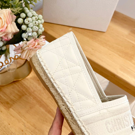 GRANVILLE ESPADRILLE WHITE QUILTED CANNAGE CALFSKIN