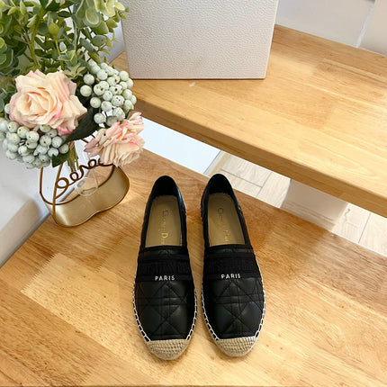GRANVILLE ESPADRILLE BLACK QUILTED CANNAGE CALFSKIN