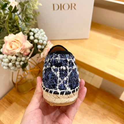 GRANVILLE ESPADRILLE NAVY BLUE OBLIQUE EMBROIDERED COTTON