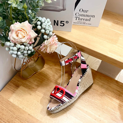 WEDGE SANDALS IN COLORFUL CANVAS 85 MM