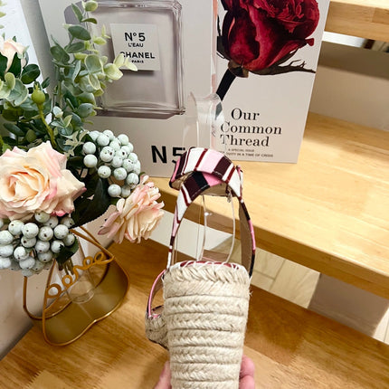 WEDGE SANDALS IN COLORFUL CANVAS 85 MM