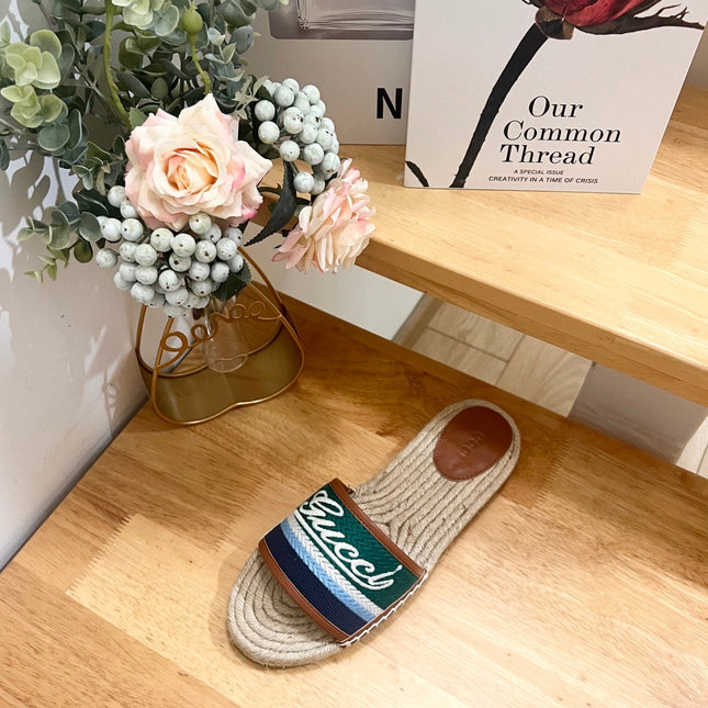 GG SLIDES IN MULTICOLOR RAFFIA