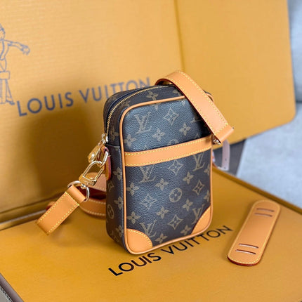 LV 25S DANUBE BAG 21 IN DARK BROWN MONOGRAM ARCHIVE GOLD HARDWARE