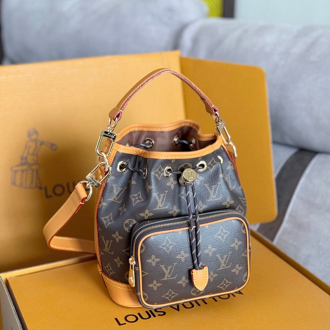 LV 25S NOÉ CARGO 24 IN BROWN MONOGRAM CANVAS GOLD HARDWARE