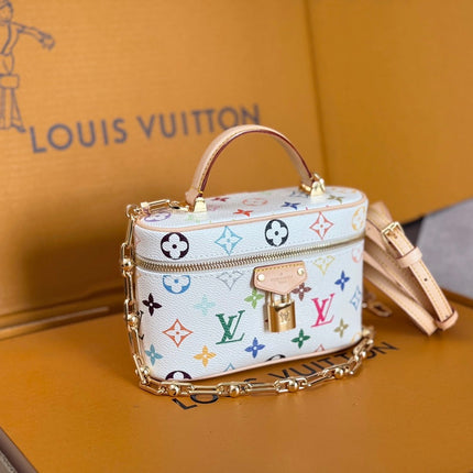 LV 25S VANITY POUCH 19 IN MULTICOLOR MONOGRAM CANVAS GOLD HARDWARE