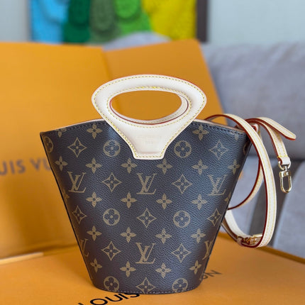 LV 25S RIVAGE BB 18 IN BROWN MONOGRAM CANVAS AND CALFSKIN GOLD HARDWARE