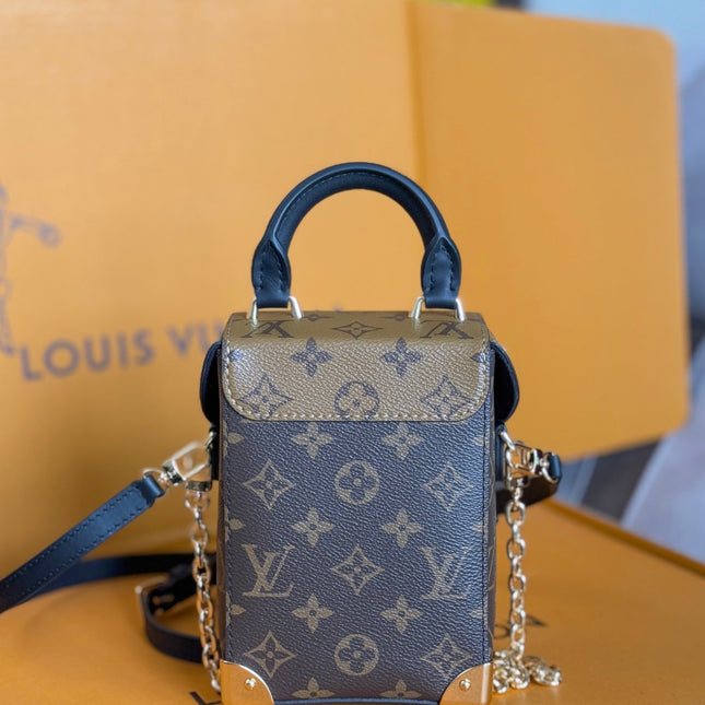 LV 25S CAMERA BOX BAG 18 IN BROWN MONOGRAM CALFSKIN GOLD HARDWARE