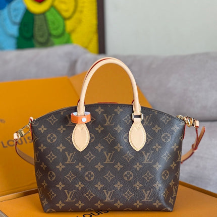 LV 25S BOÉTIE TOTE 25 IN BROWN MONOGRAM COATED CANVAS AND CALFSKIN GOLD HARDWARE