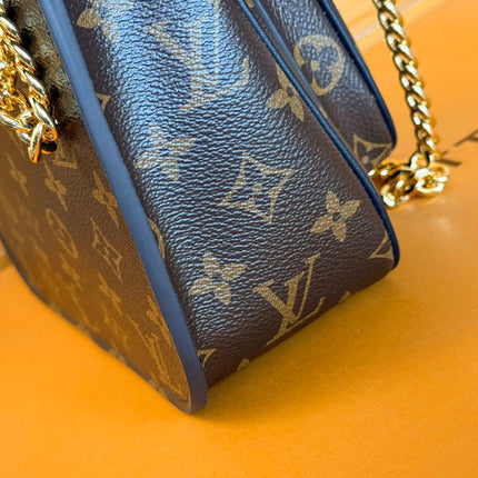 LV 25S CHAIN BAG 24 IN BROWN MONOGRAM CANVAS GOLD HARDWARE