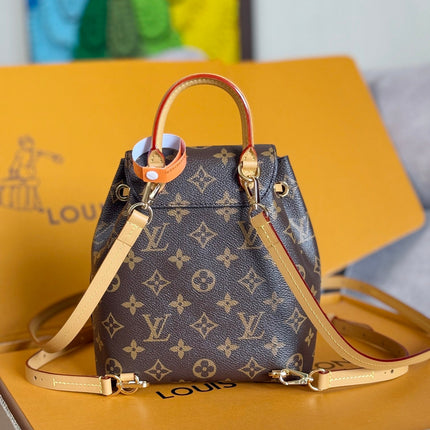 LV 25S MONTSOURIS MINI 20 IN BROWN MONOGRAM CANVAS LEATHER TRIM GOLD HARDWARE