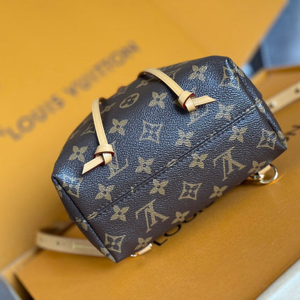 LV 25S MONTSOURIS MINI 20 IN BROWN MONOGRAM CANVAS LEATHER TRIM GOLD HARDWARE