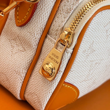 LV 25S NIL BAG 98MM IN WHITE MONOGRAM CANVAS AND CALFSKIN GOLD HARDWARE