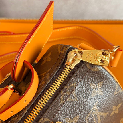 LV 25S KEEPALL CARGO 25 IN BROWN MONOGRAM CANVAS AND CALFSKIN GOLD HARDWARE