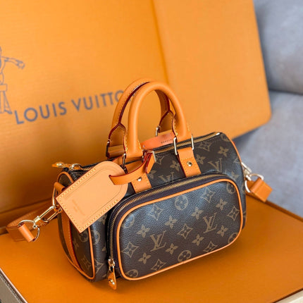 LV 25S KEEPALL CARGO 25 IN BROWN MONOGRAM CANVAS AND CALFSKIN GOLD HARDWARE