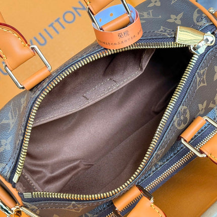 LV 25S KEEPALL CARGO 25 IN BROWN MONOGRAM CANVAS AND CALFSKIN GOLD HARDWARE