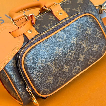 LV 25S KEEPALL CARGO 25 IN BROWN MONOGRAM CANVAS AND CALFSKIN GOLD HARDWARE