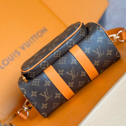 LV 25S KEEPALL CARGO 25 IN BROWN MONOGRAM CANVAS AND CALFSKIN GOLD HARDWARE