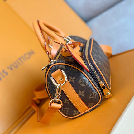 LV 25S KEEPALL CARGO 25 IN BROWN MONOGRAM CANVAS AND CALFSKIN GOLD HARDWARE