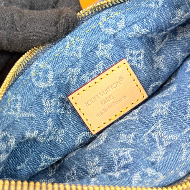 LV 25S POCHETTE VALLEY 21 IN BLUE DENIM MONOGRAM LEATHER TRIM GOLD HARDWARE